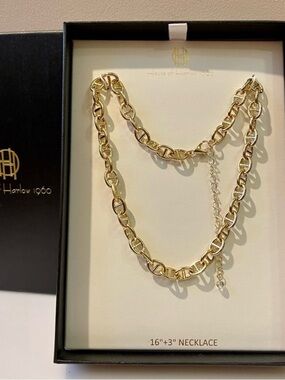 NIB House of Harlow 1960 Gold Chain Link Necklace - Gold - 16” with 3” extender